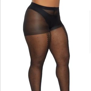 Patterned Texture Tights Plus Size